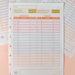 Repuesto de hojas - Ingresos y gastos